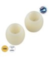 GloboStar® CANDLE 79549 ΣΕΤ 2 x Διακοσμητικά Realistic Κεράκια με LED Εφέ Κινούμενης Φλόγας - Μπαταρίας 2 x CR2032 Θερμό Λευκό 2700K Μπεζ D6 x H5cm
